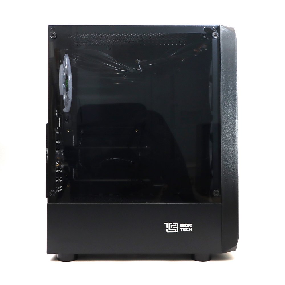 Корпус BaseTech eXtreme GFX-03, БП:700W, ATX, чёрный, 4xFRGB FAN, 2xUSB2, 1xUSB3, бок: закалённое стекло (BT-GFX-03-MESH-4F-RGB-700W)