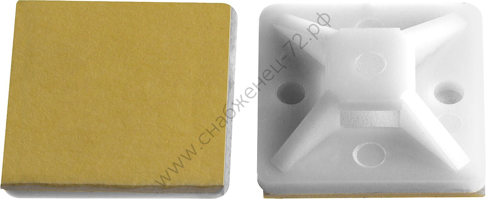 ЗУБР ПХС 20 x 20 мм, самоклеющаяся площадка под хомут-стяжку белая, нейлон, 100 шт (30915-20)