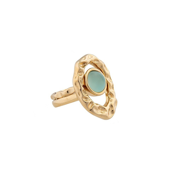 Кольцо двойное Possebon Blue Sky Agate 17.2 мм K7158.21/17.2 BL/G