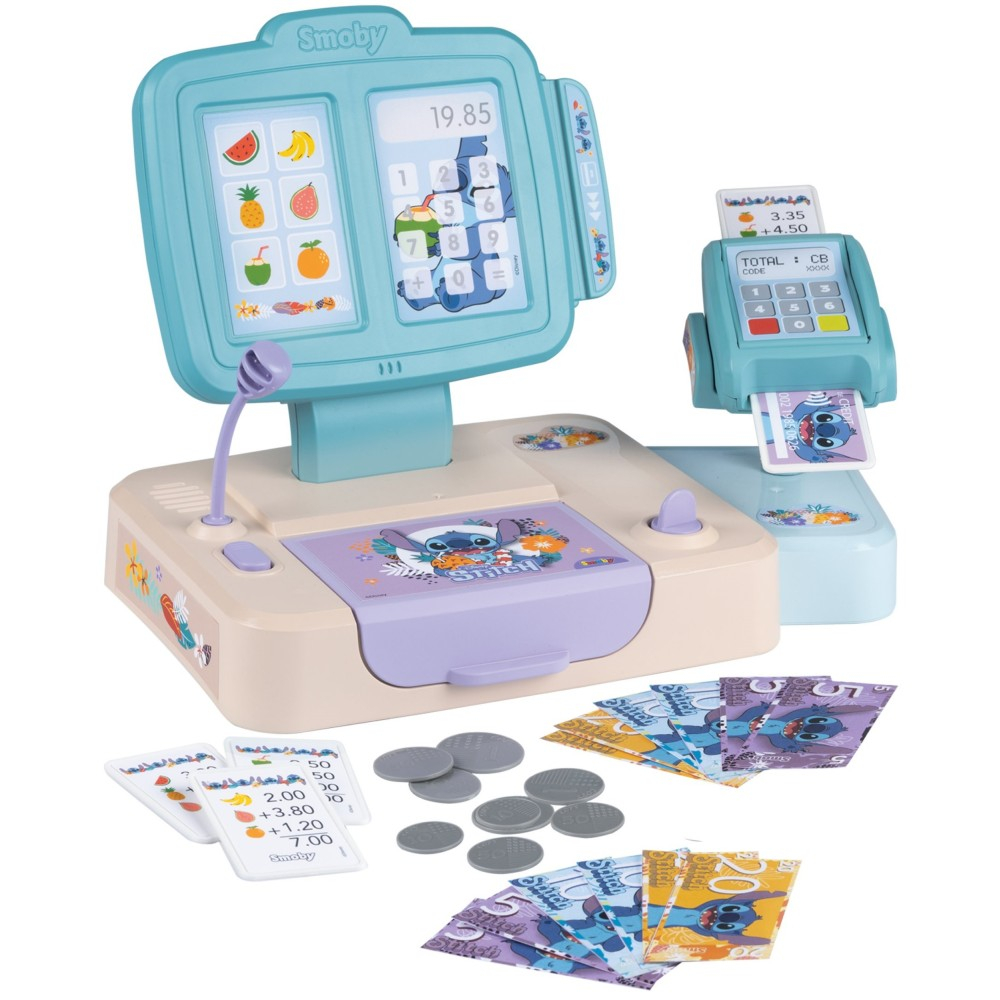 Smoby Disney - Касса STITCH с считывателем карт + 26 аксессуаров 350119