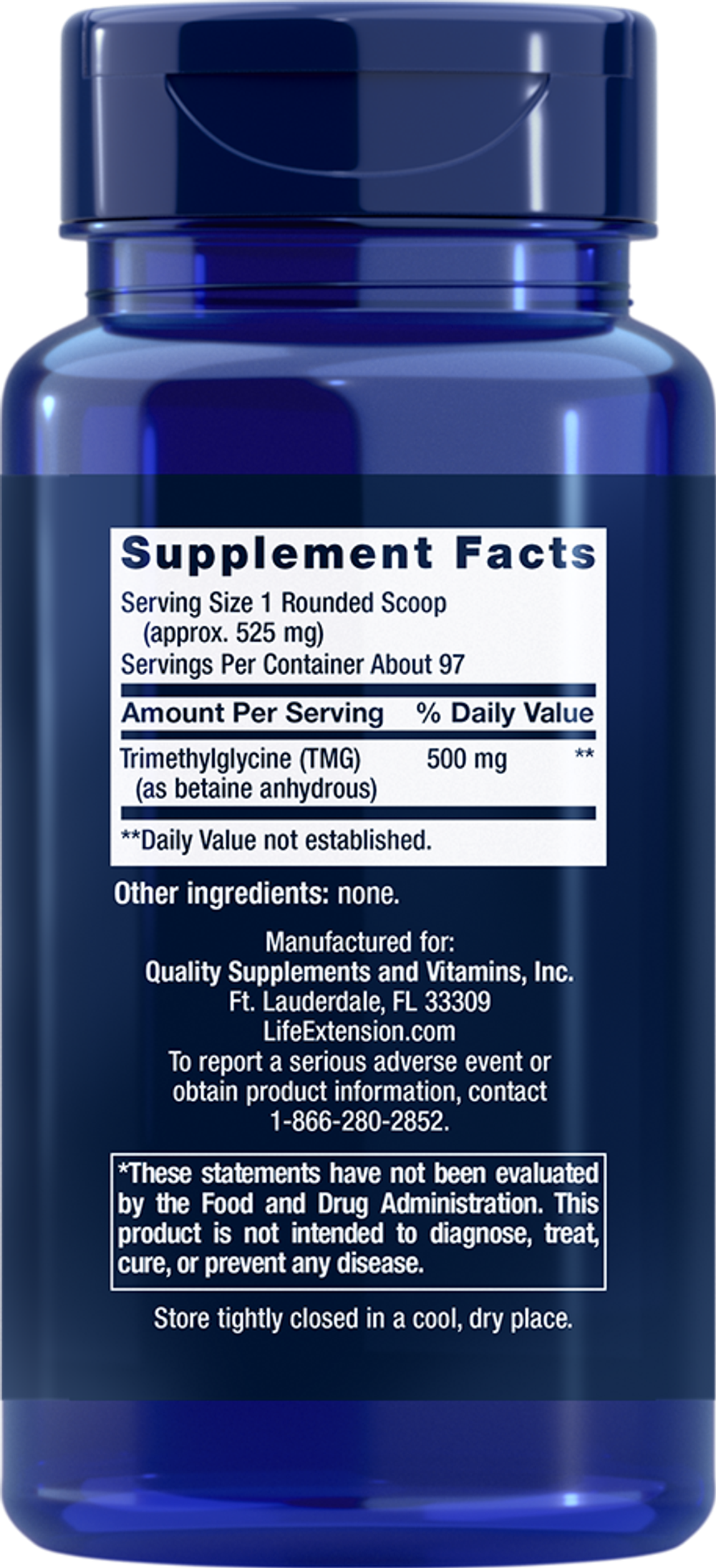 TMG Порошок (Trimethylglycine) 50 грамм Life Extension