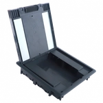 Лючок в пол 16 мод. (8 мод. 45х45 мм.) верт. установка,  глубина 50мм,  крышка ABS + гальванизированная стальная вставка