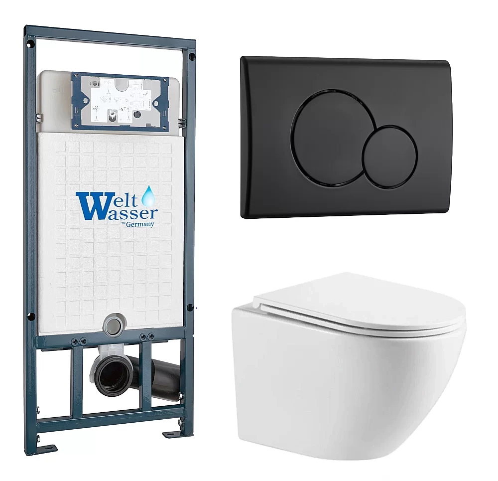 Унитаз с инсталляцией WeltWasser MARBERG 507 + MERZBACH 043 MT-WT + MAR 507 RD MT-BL