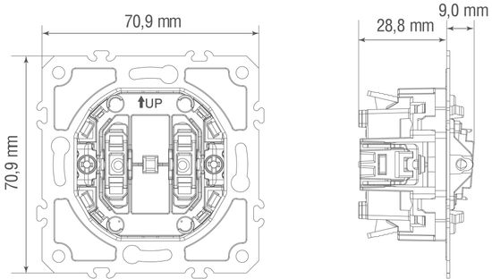 Механизм В2 жалюзийного выключателя кнопочный быстрозажимные контакты 10 A 250 В~, серия D16