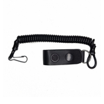 Шнур страховочный кевларовый с латунным карабином и кожаной шлевкой (черный)