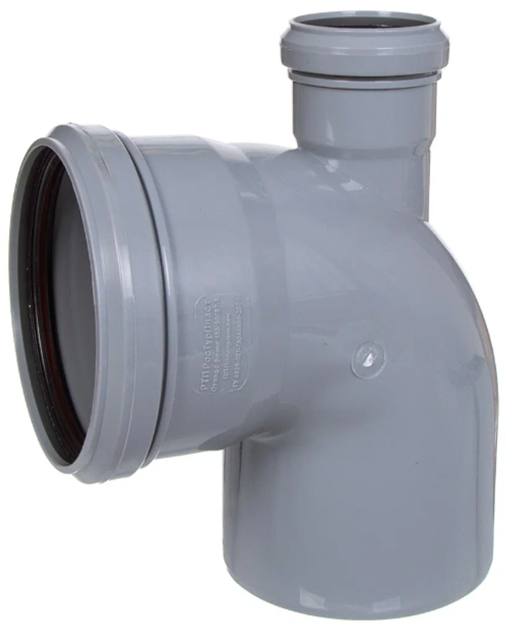 Колено 110х90 с выходом 50мм ВВЕРХ СЕРЫЙ