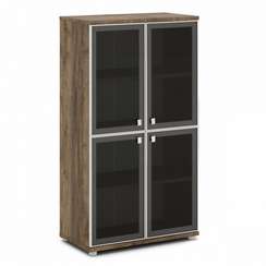 Шкаф со стеклом в алюминиевом профиле средний 820х440х1490 V-669