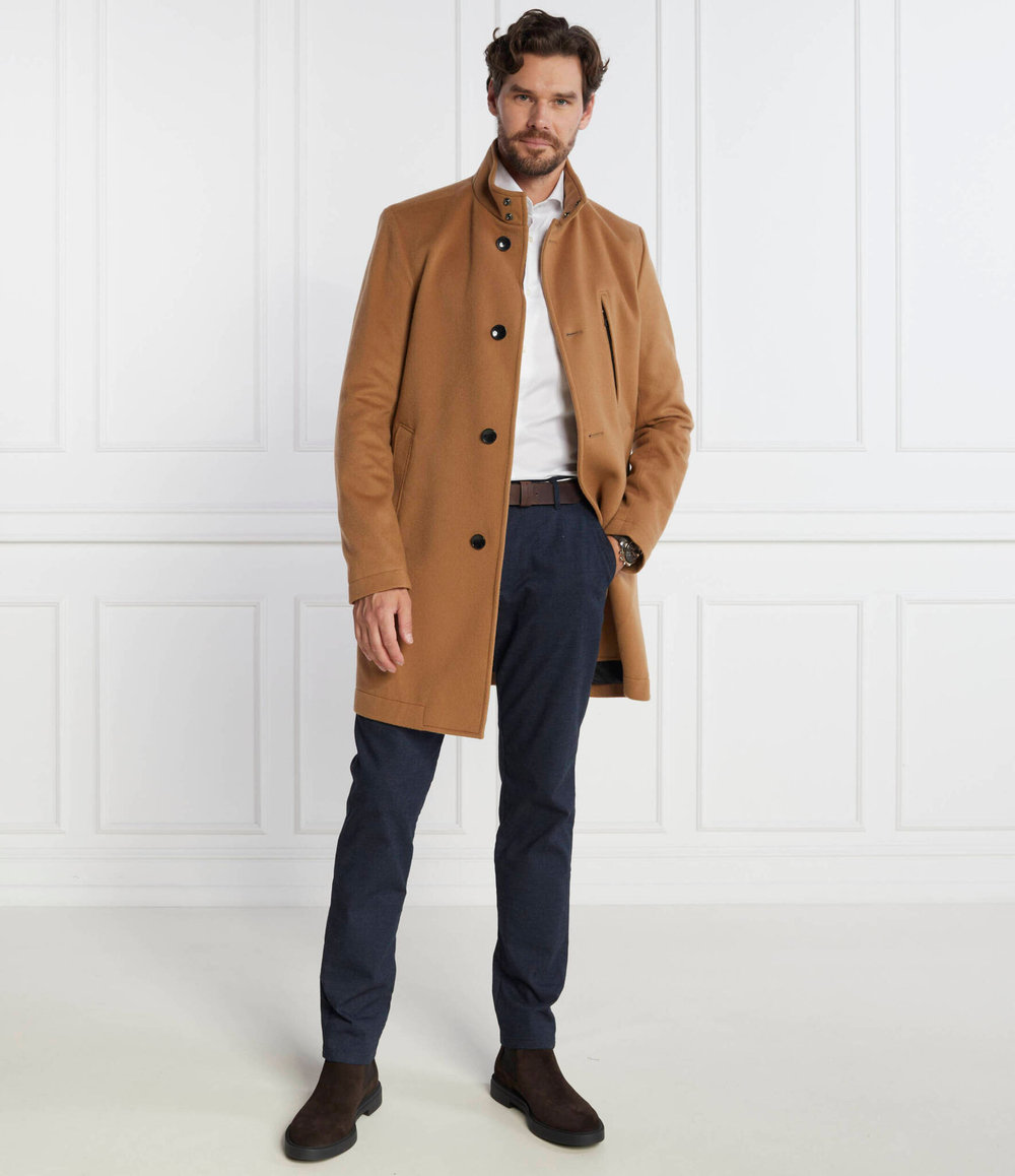 Хлопковое пальто h hyde standup c BOSS BLACK - коричневый(50502271)