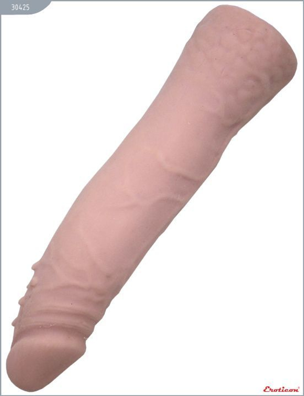 Телесный фаллоимитатор с шипиками под головкой - 18,5 см.
