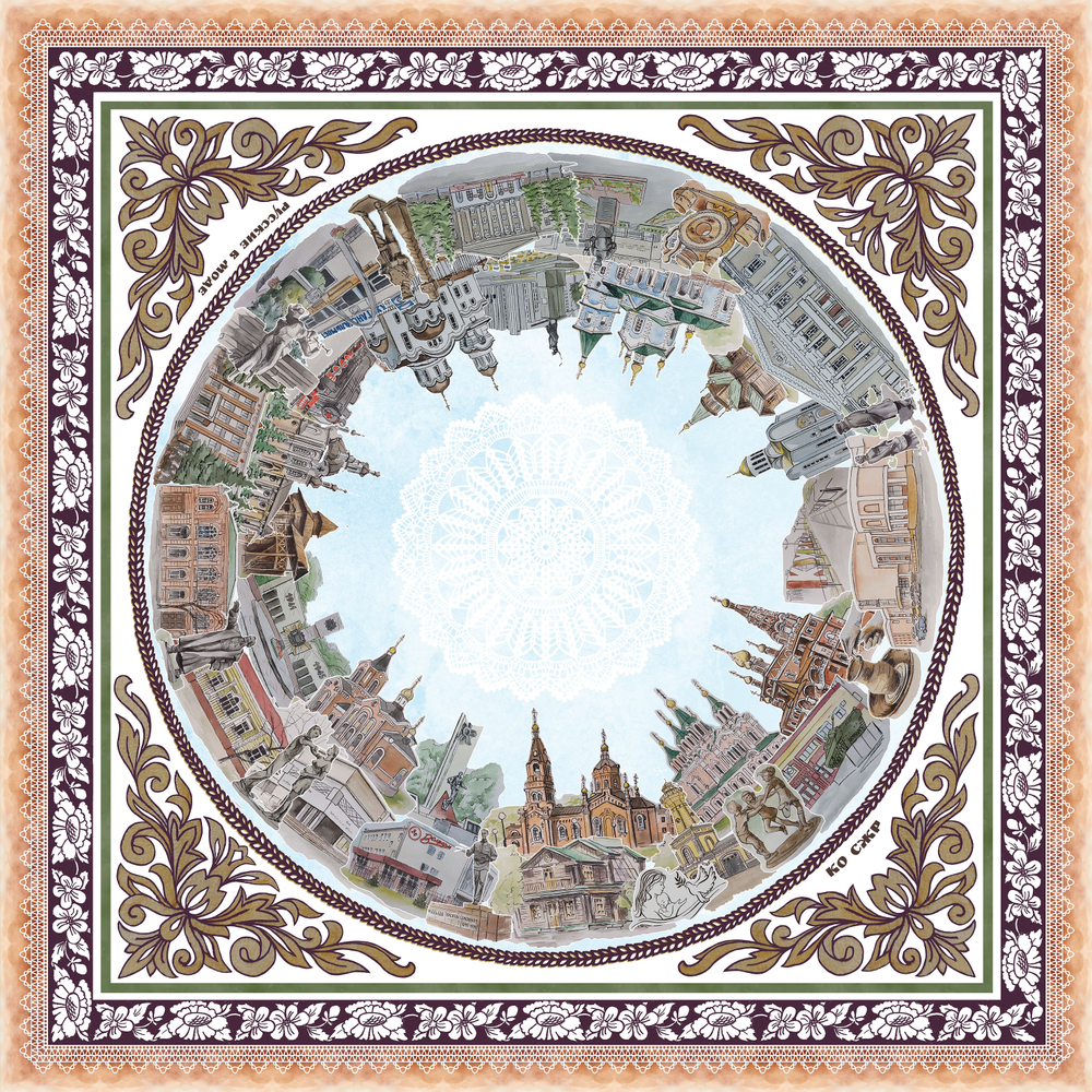 Платок «Связь времен» персиковый