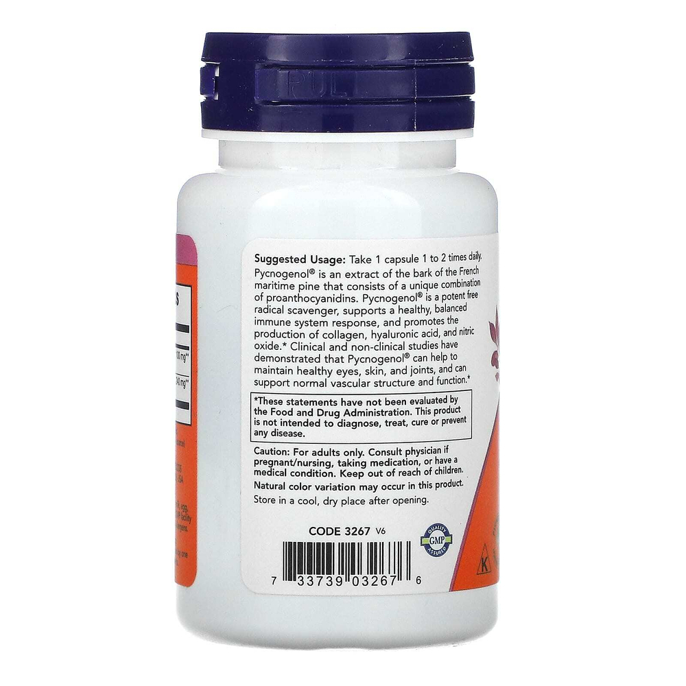 NOW Foods, Pycnogenol, 100 мг, 60 растительных капсул