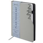 Ежедневник датированный 2022 А5 138x213 мм BRAUBERG "Up", под кожу, софт-тач, держатель для ручки, серый, 112807