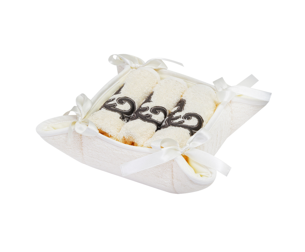 Комплект махровых полотенец и корзинка Ricciolo бежевый-коричневый от Old Florence - Италия