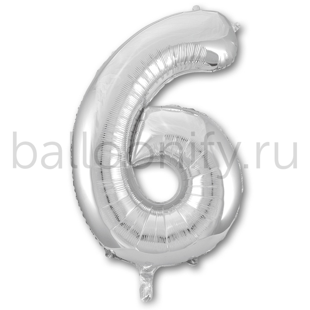 Шар ЦИФРА 6 Silver 40" 102 см