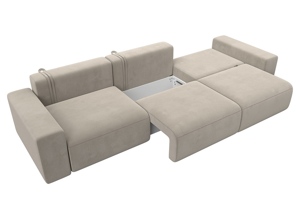 Диван прямой Лига-036 НПБ Классик Лонг МИКРОВЕЛЬВЕТ Бежевый