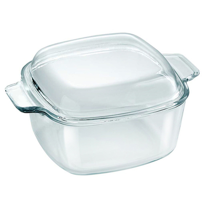 Кастрюля с крышкой квадратная 1,7 л 226×178×110 мм из термостекла РК-511 "ЗАБАВА"