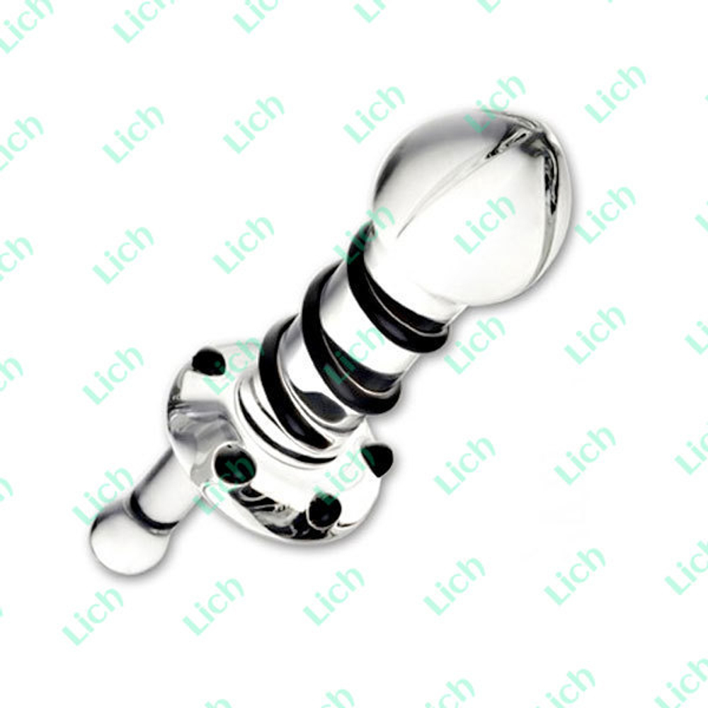 Прозрачная пробка из стекла с черными деталями и ручкой