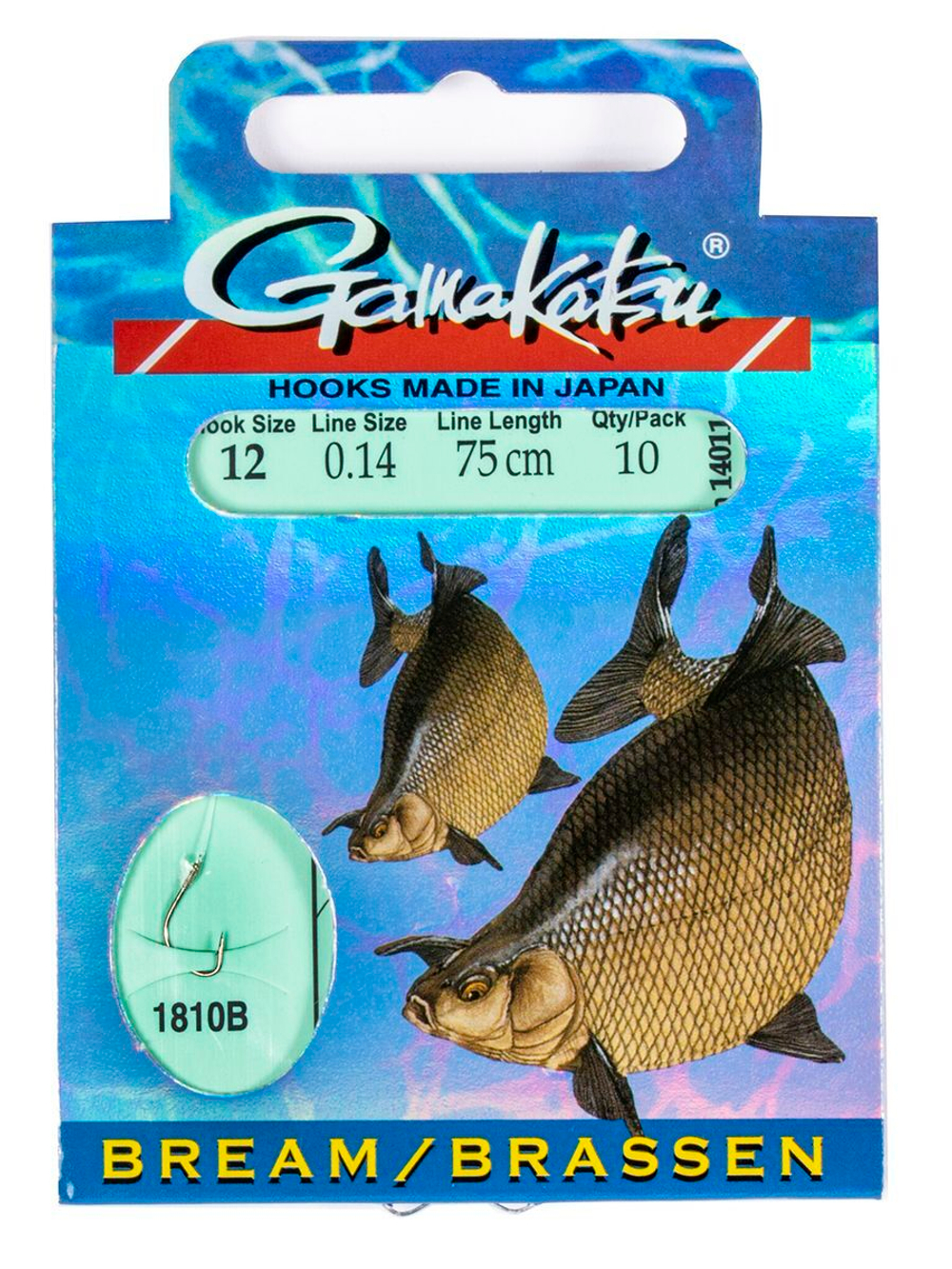 Крючки с поводком Gamakatsu Booklet BR. FEEDER 1810B размер 10/0, 14мм 75см (упк.10шт.)