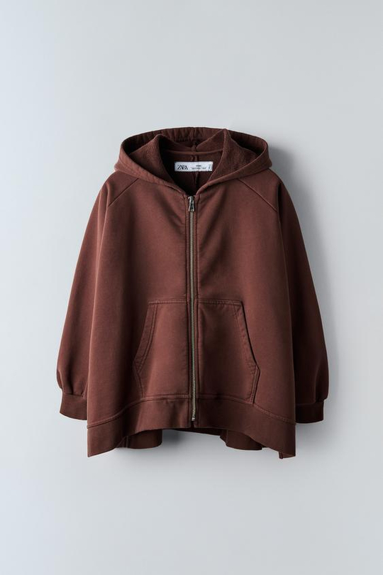 ZARA ТОЛСТОВКА С КАПЮШОНОМ, КОРИЧНЕВЫЙ