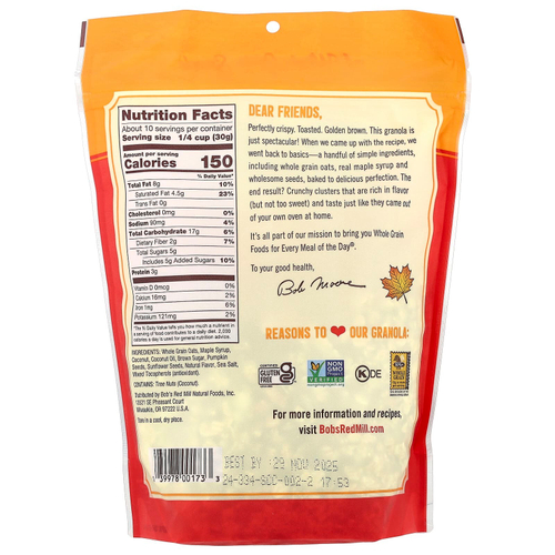 Bob's Red Mill, гранола по-домашнему, с кленовым сиропом и морской солью, 312 г (11 унций)
