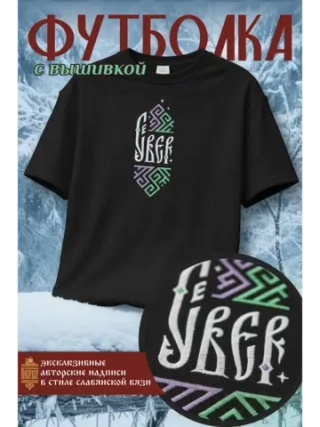 Футболка с вышивкой черная Север Сияние