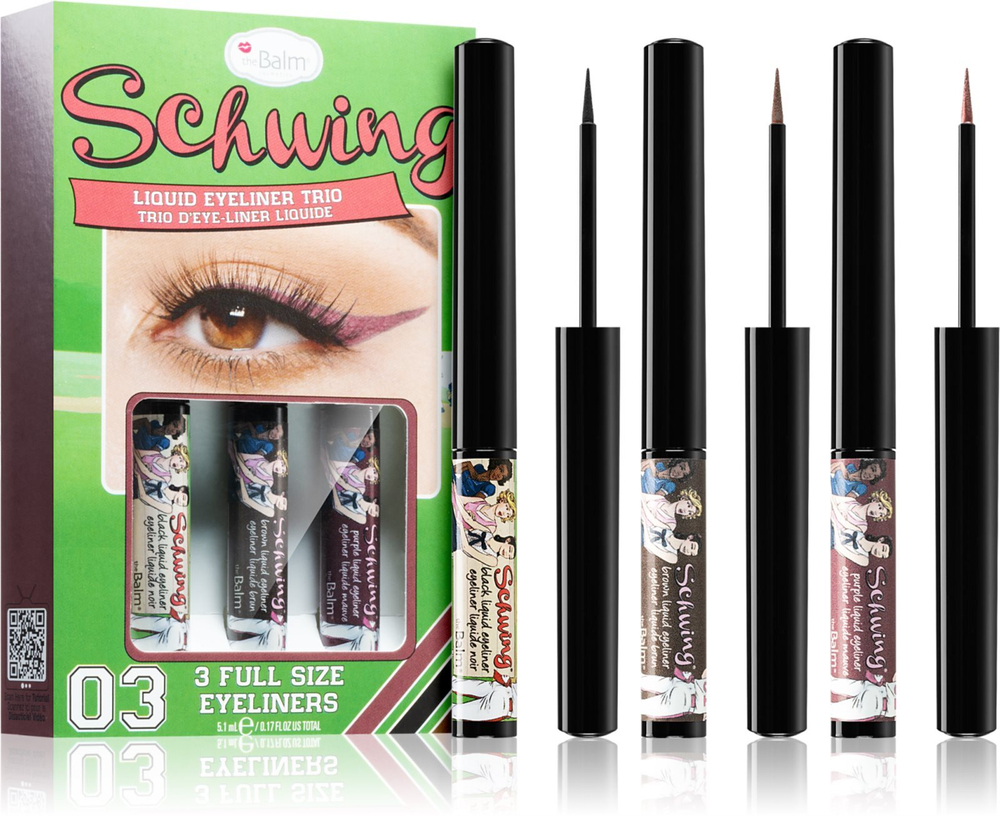 theBalm Schwing  Liquid Eyeliner Trio - стойкая жидкая подводка для глаз /  3 szt.   / GTIN 681619818677