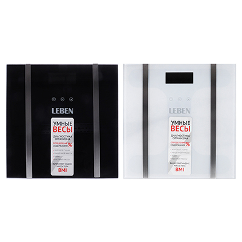 Весы напольные диагностические LEBEN 30*30*2,5см максимальная нагрузка до 180кг (10шт/кор)