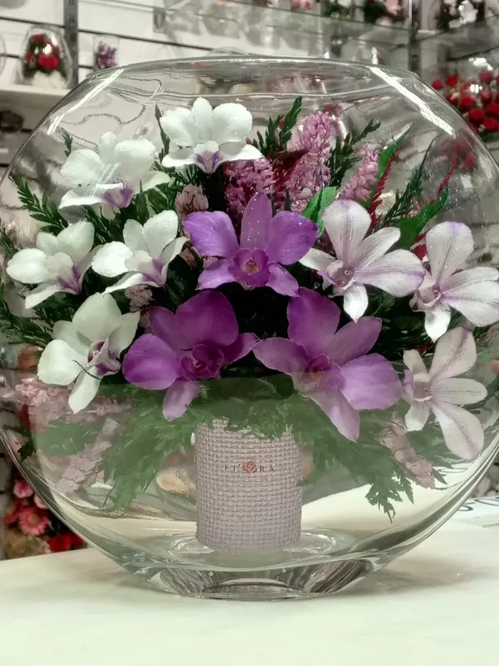 натуральные цветы в стекле, вакуум