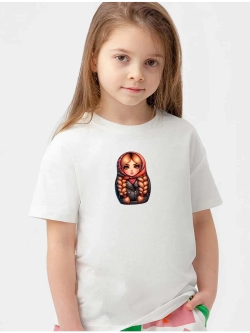Футболка детская с рыженькой Матрешкой