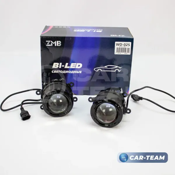 Противотуманные фары (ПТФ) "ZMB" WD-025 лазерные с Bi-LED модулем на Лада Веста, Гранта FL, Нива Урбан, X-Ray, Renault, Nissan, Ford, Opel, Mitsubishi - желтый/белый свет