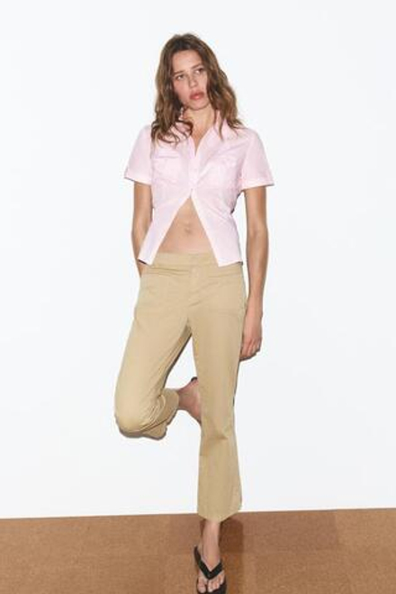 ZARA БРЮКИ МИНИ-КЛЁШ С КАРМАНАМИ, РЫЖЕВАТО-КОРИЧНЕВЫЙ