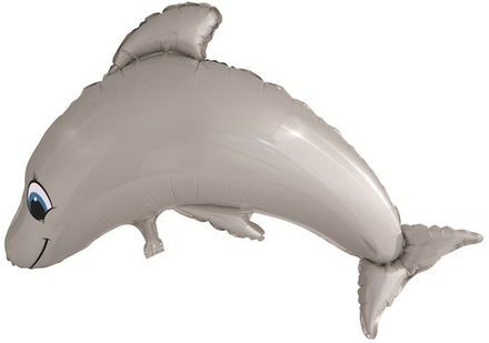 Шар (40""/102 см) Фигура, Дельфин, Серый, 1 шт. В90