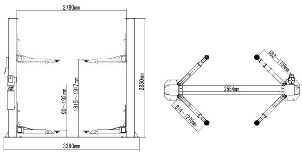 A235M Двухстоечный электрогидравлический подъемник 3.5 т. (СНЯТ С ПРОИЗВОДСТВА, ЗАМЕНА - А240XM)