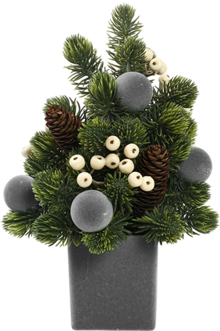 Украшение настольное Елка 34см с серыми шарами ПЭ SYSPS-0925015