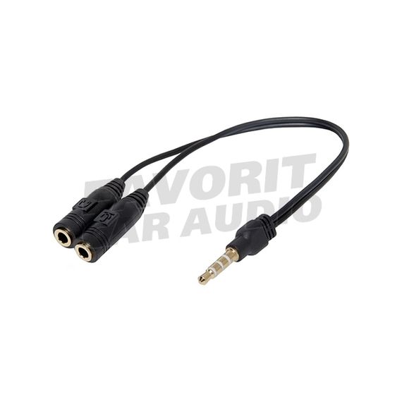 Кабель AUX, Jack 3,5mm(m) - 2xJack 3,5mm(f) Defender Headset, 0.15м, круглый, силикон, цвет: чёрный