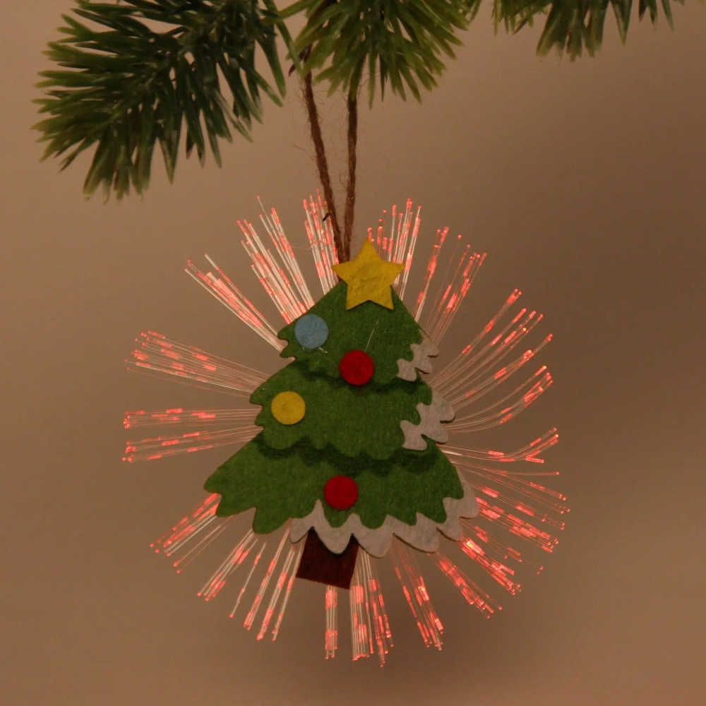 Сувенир с подсветкой «Елочка в лучах» 10 см