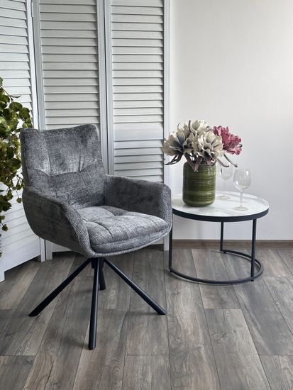 Стул EILAT 360 град. поворот с возвратом, Cremona-95 серый, ткань / Черный