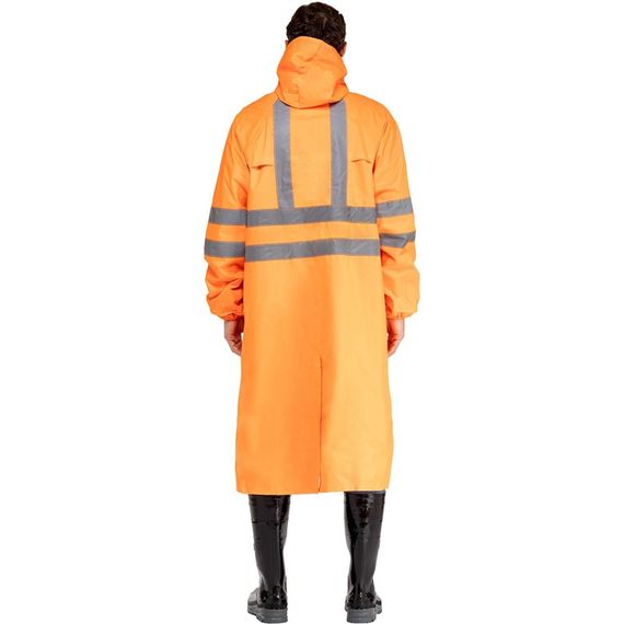 Плащ сигнальный влагозащитный Waterproof Line Extra-Vision WPL ПВХ на молнии оранжевый с СОП