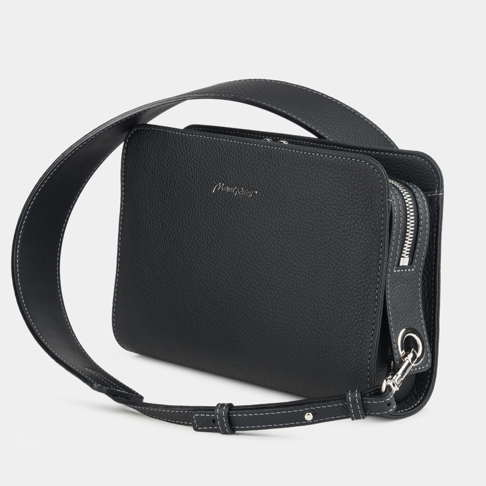 Женская сумка-трансформер Emilie из кожи теленка черного цвета