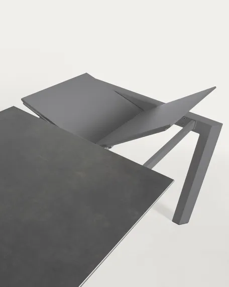 Раздвижной стол Axis 160-220x90 см, черная керамика, черный каркас