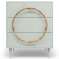 Комод Арт Колор leaves Классик Голд с 3 ящиками Серый дым