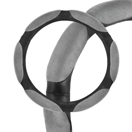 Оплетка руля M 37-38 см спонж (6 подушек) черная-серая (SKYWAY)