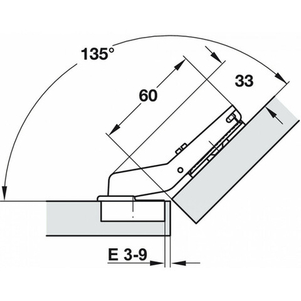 Петля 45* с доводчиком, 45мм, 3D, с декоративной накладкой, UNIHOPPER