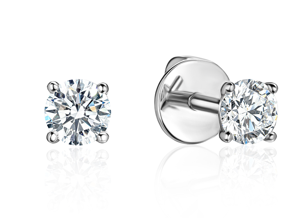 Пусеты с лабораторно-выращенными бриллиантами по 0.25 ct