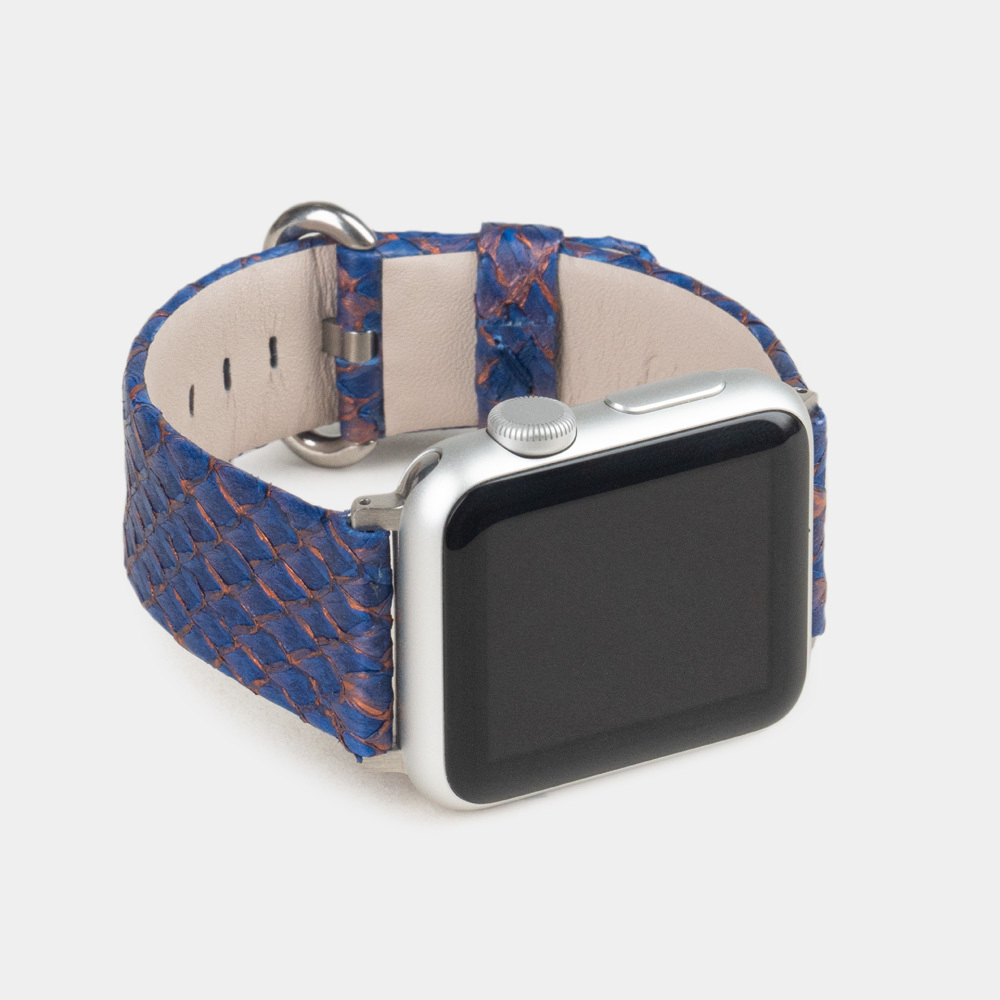 Ремешок для Apple Watch 40/41/42 mm из кожи лосося, цвета сине-оранжевый градиент