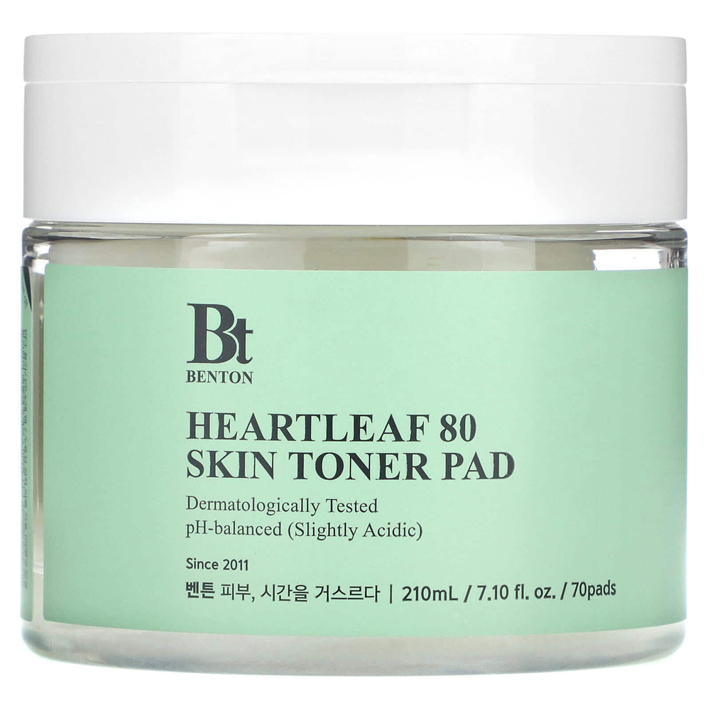 Benton, Heartleaf 80, тоник для кожи, 70 подушечек, 210 мл (7,1 жидк. унц.)