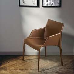 Стул с подлокотниками Morgan коричневая экокожа