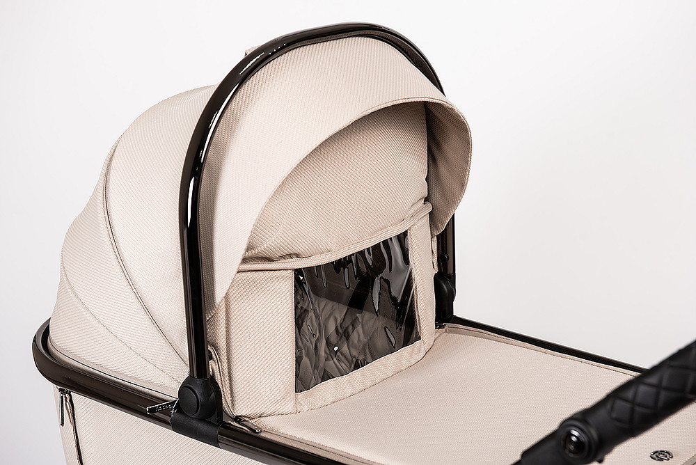 Детская коляска Peppy Tecla 3 в 1 с автокреслом Rise Milk Stone Chrome Edition (Бежевый)