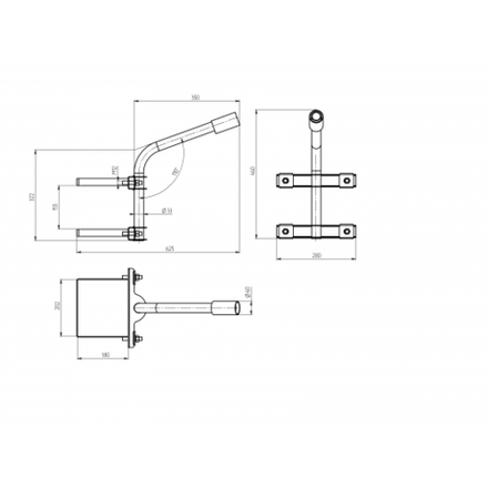 Кронштейн на опору ЭРА SPP-AC4-0-350-060 с 2 хомутами 350mm d60mm