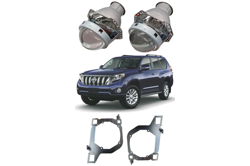 Готовый комплект для замены штатных линз Toyota Land Cruiser Prado 150 рестайлинг, 2013-2017, LED